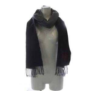 LOEWE マフラー アナグラム ウール カシミヤ混 フリンジ ダークグレー グレー /YO3 OH
