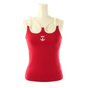 25SS CROSS TOP トップス キャミソール ロゴ刺繍 S 赤 白 /NR OS