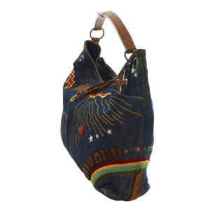 miumiu トートバッグ 刺繍 デニム生地 マルチカラー