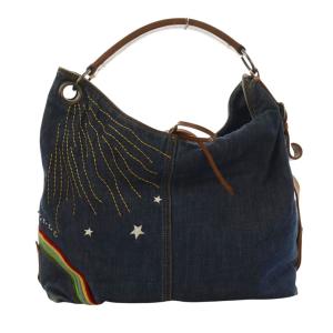 miumiu トートバッグ 刺繍 デニム生地 マルチカラー