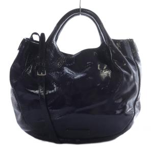 ハンドバッグ ショルダーバッグ 2way 斜め掛け エナメルレザー ダークネイビー /YO1