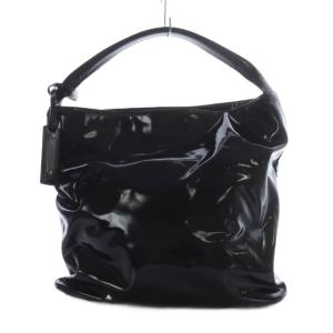 ワンショルダーバッグ エナメルレザー ダークブラウン