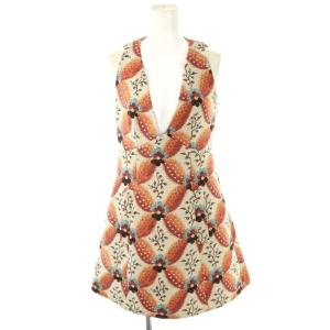 ノースリーブジャガードワンピース ミニ 38 マルチカラー 白 ホワイト オレンジ /SS OS