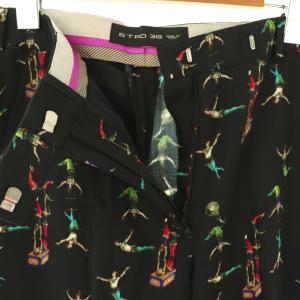 ETRO サーカスプリントテーパードパンツ ジッパーフライ 38 黒 マルチカラー /NR OS