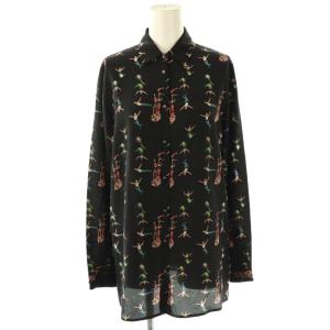 サーカスプリント シルクシャツ ブラウス 長袖 38 黒 マルチカラー /NR OS