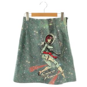 space program スカート フレア I42 ブルー マルチカラー /CX OS