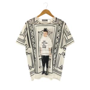 プリントTシャツ カットソー 半袖 オフホワイト ブラック /ES OS