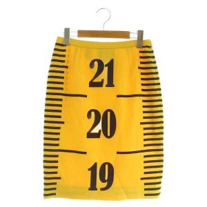 総柄タイトスカート 膝丈 プリント I38 イエロー /MY OS