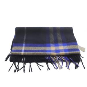 BURBERRY カシミヤ チェックマフラー ブラック ブルー