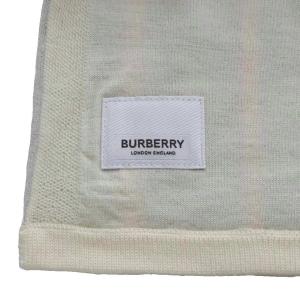 BURBERRY マフラー ロゴ刺繍 ウール ライトグレー