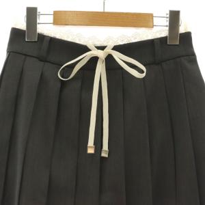 eimy istoire 25SS レースポイントプリーツミディスカート ミモレ ロング S グレー /AT OS