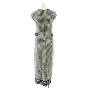 MICHAEL KORS Tile Jacquard Midi Dress ワンピース マキシ ロング 半袖 S 白 ホワイト 紺