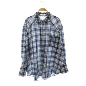25SS バリエシャツ 長袖 チェック F 紺 ネイビー /AT OS