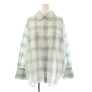 25SS シアープリーツシャツ 長袖 チェック F 白 ホワイト 水色 SWFB252103 /AT OS