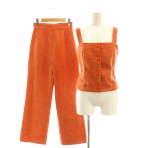 ツイードセットアップ ビスチェ キャミソール プルオーバー フレアパンツ M オレンジ /NR OS