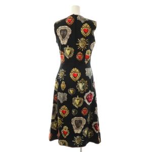 D&G セイクリッドハート プリント ノースリーブワンピース 40 マルチカラー