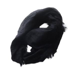 ストール シルク フリンジ ブラック