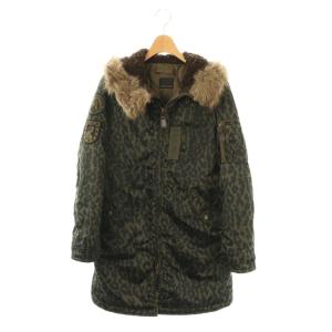 PRIMALOFT レオパード 中綿 ナイロン モッズコート ロング F カーキ 黒 ブラック /AT