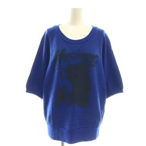 ガールロゴプリントハーフスリーブスウェット F ブルー ブラック /DO OS