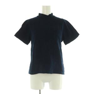 ロゴガールジャガードバックジップTシャツ 半袖 スタンドカラー F ネイビー /MY OS