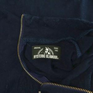 HYSTERIC GLAMOUR ロゴガールジャガードバックジップTシャツ 半袖 スタンドカラー F ネイビー /MY OS