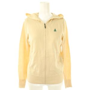 バックガールプリントジップアップニットパーカー F ライトベージュ ブラック グリーン /ES OS