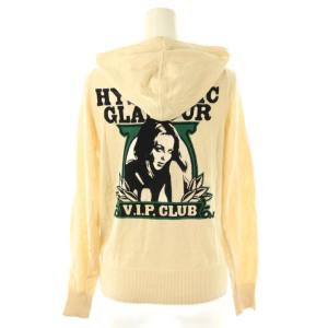 HYSTERIC GLAMOUR バックガールプリントジップアップニットパーカー F ライトベージュ ブラック グリーン /ES OS