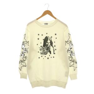 SEARCH AND DESTROY プリント クルーネック トレーナー スウェット F 白 ホワイト