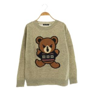 ヒスベア ウール クルーネックニット セーター 長袖 F グレー /AT OS SH