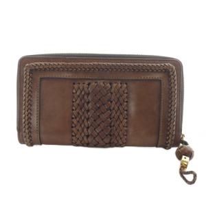 ウーブンウェブ ラウンドファスナー 長財布 ブラウン 264733