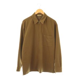 SUPER SOFT WOOL FLANNEL ZIP SHIRTS シャツ スタンドカラー 5 茶 ブラウン