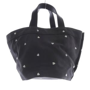 キャンバス レザー ハート刺繍 トートバッグ グレー