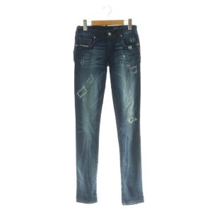 Grupee-Ne ジョグジーンズ スキニーパンツ ストレッチ ダメージ加工 23 ネイビー /MY OS