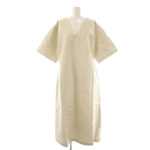 DRESS コットンリネンショートスリーブワンピース 半袖 ロング 生成り /NR OS