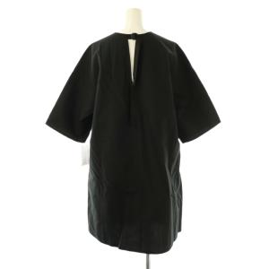 25SS コットンナイロン バックベルト ミニワンピース 五分袖 黒 ブラック /AT OS