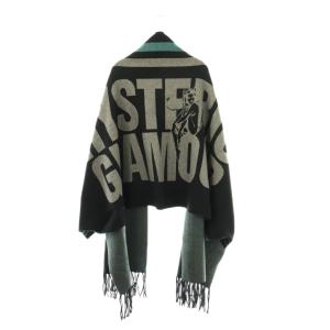  EVIL WOMANジャカードショール カーディガン F 黒 ブラック 青 ブルー 01173ND07