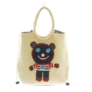 ハンドバッグ トート ヴィンテージ ドーナツベア クマ ニット かぎ編み マルチカラー /RI OS