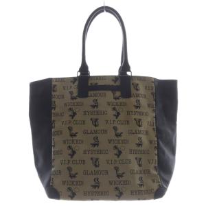 HYSTERIC GLAMOUR Skunk Club 総柄 トートバッグ ハンドバッグ 切替 茶色 黒 ブラック /SR