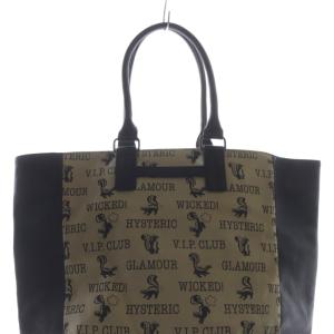 HYSTERIC GLAMOUR Skunk Club 総柄 トートバッグ ハンドバッグ 切替 茶色 黒 ブラック /SR