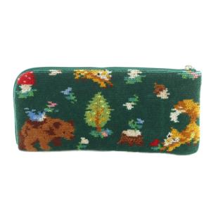 FEILER インザフォレスト ポーチ L字ファスナー 総柄 緑 /MI OS