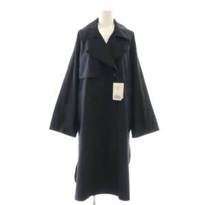 24SS PE/ポプリンオーバートレンチコート スプリング ロング 36 紺 ネイビー /AT OS