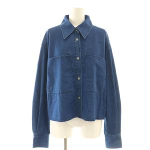 24AW デニム ショートシャツ 長袖 F 紺 ネイビー /AT OS