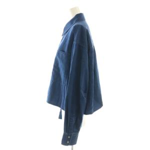 IENA 24AW デニム ショートシャツ 長袖 F 紺 ネイビー /AT OS