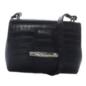 ロゾ クロコ型押し ショルダーバッグ ワンショルダー 斜め掛け レザー ブラック /YO17