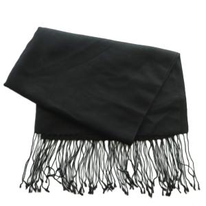VIVIENNE TAM フリンジストール マフラー フラワー刺繍 シルク カシミヤ 黒 ブラック /SS OS
