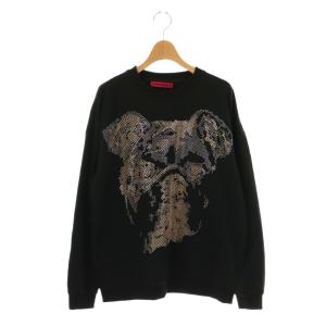 ラインストーン装飾ロングスリーブプルオーバー トレーナー スウェット 38 黒 ブラック /AT OS