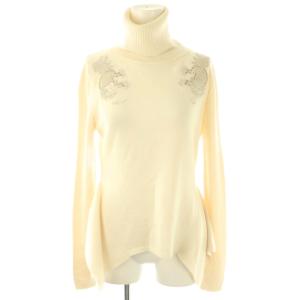 刺繍イレギュラーヘムタートルネックニット セーター 長袖 40 エクリュ /NR OS