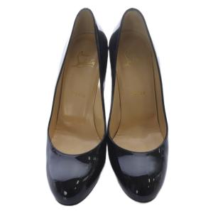 Christian Louboutin パテントレザー プレーントゥ パンプス ピンヒール 37.5 黒 ブラック /SR