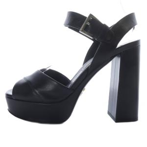 サンダル ハイヒール ストラップ レザー 36 ブラック /YO18