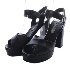 PRADA サンダル ハイヒール ストラップ レザー 36 ブラック /YO18